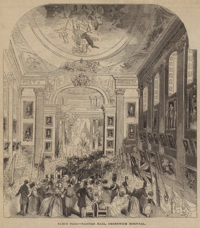 Feira de fantasia, Salão Pintado, Hospital Greenwich (gravura) de English School