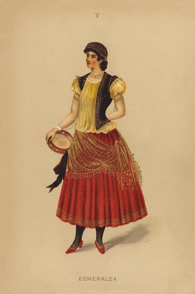 Fatos de fantasia: Esmeralda (litografia a cores) de English School