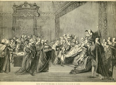 Apreensão fatal do conde de Chatham na Câmara dos Lordes, 1778 de English School