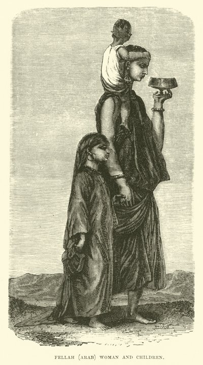 Fellah, mulher e crianças árabes de English School