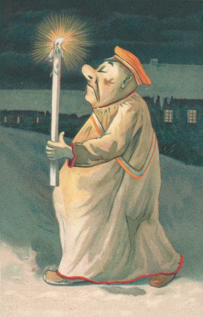 Figura de um homem segurando uma vela alta de English School