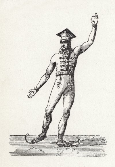 Figura, de, um, homem, patinação gelo de English School