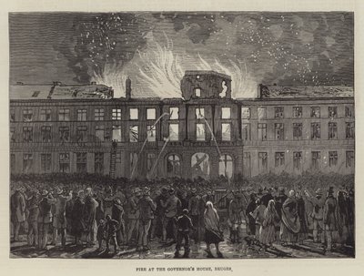 Incêndio na Casa do Governador, Bruges (gravura) de English School