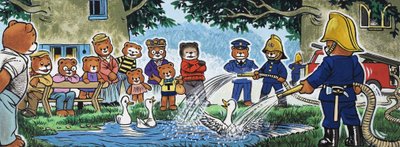 Bombeiros de pulverização de patos de English School