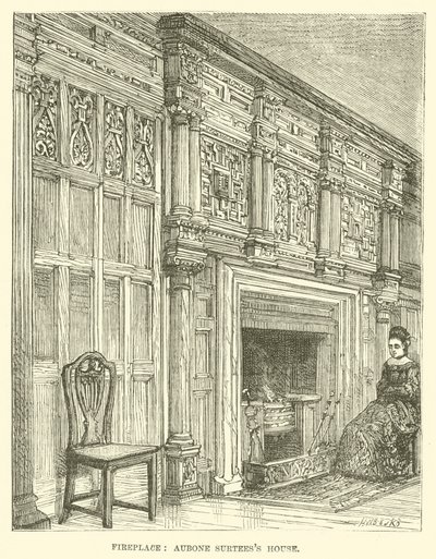 Lareira, casa de Aubone Surtees (gravura) de English School