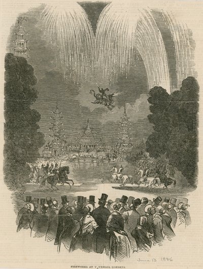 Fogos de artifício em Vauxhall Gardens, Londres de English School
