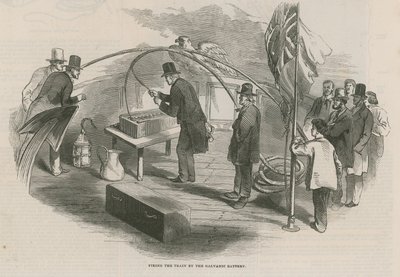 Disparando o trem pela bateria galvânica de English School
