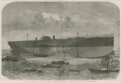 Primeira tentativa de lançar o navio a vapor Leviathan da Great Eastern Navigation de English School