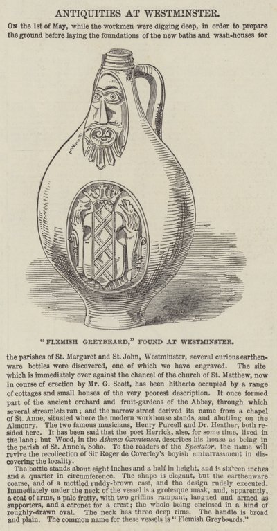 "Barba Cinzenta Flamenga", encontrada em Westminster (gravura) de English School