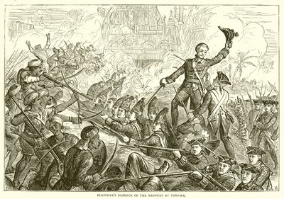 Fletchers defesa do reduto em Tanjore (1771) de English School