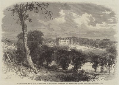Castelo dos Andares, Kelso, Sede do Duque de Roxburghe, visitado pelo Príncipe e Princesa de Gales (gravura) de English School