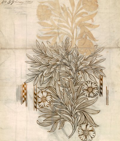 Design têxtil floral para Morris and Co. (wc e lápis sobre papel) de English School