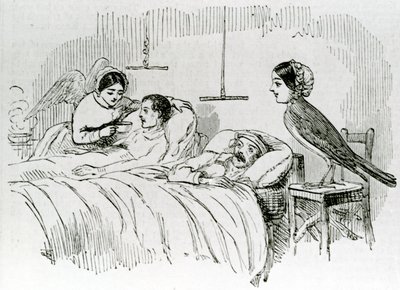Florence Nightingale e um dos seus anjos ministrantes na Crimeia de English School