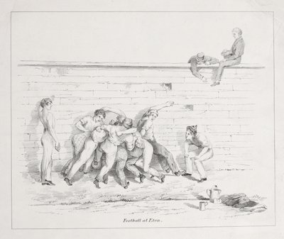 Futebol em Eton (bw litho) de English School