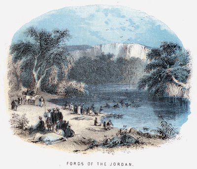 Fords of the Jordan (gravura colorida) de English School