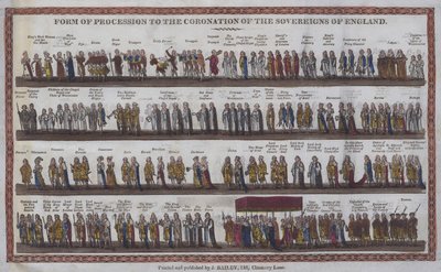 Forma de Procissão à Coroação dos Soberanos de Inglaterra (xilogravura colorida) de English School