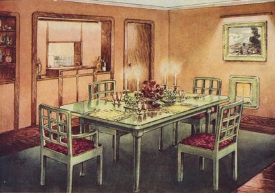 Sala de jantar formal (lito a cores) de English School