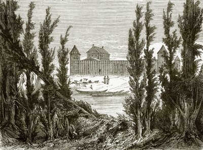 Fort Edmonton, no alto rio Saskatchewan de English School