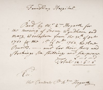 Recibo do Hospital Foundling, assinado por William Hogarth de English School