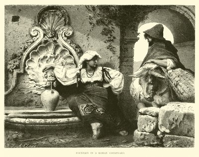 Fonte em um pátio romano de English School