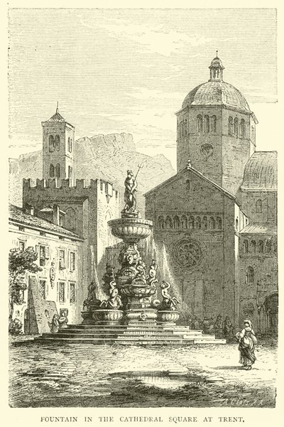 Chafariz, em, a, catedral, quadrado, em, trent de English School