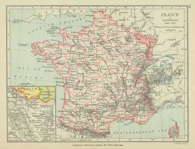 A França nos departamentos (litografia a cores) de English School