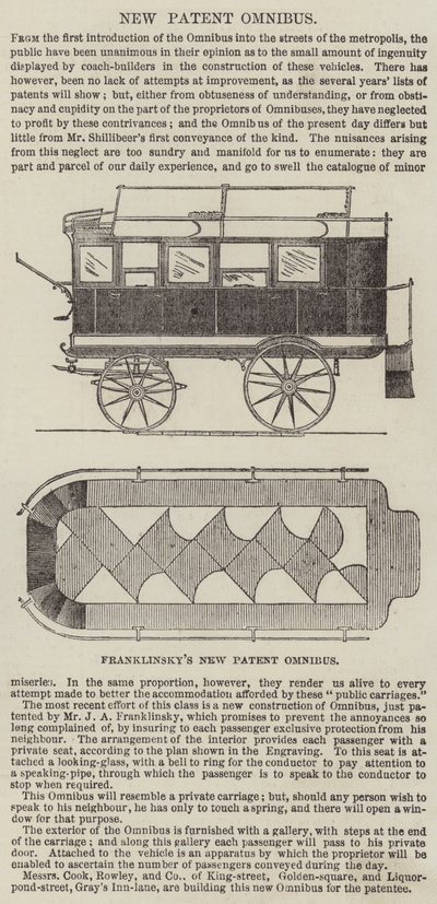 A Nova Patente Omnibus de Franklinsky (gravura) de English School