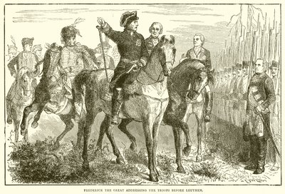 Frederico, o Grande, dirigindo-se às tropas antes de Leuthen de English School