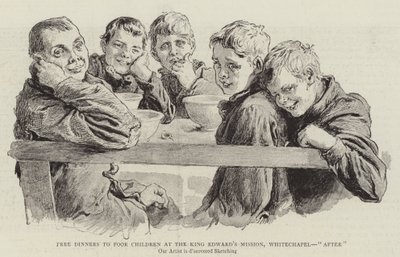 Jantares Gratuitos para Crianças Pobres na Missão do Rei Eduardo, Whitechapel, "depois" (gravura) de English School