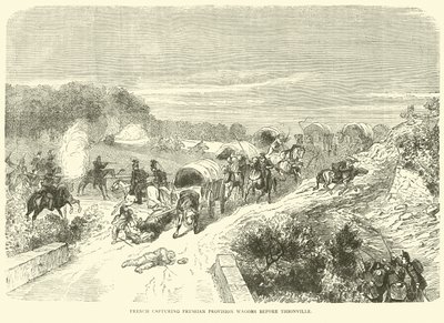 Francês capturando vagões de provisão prussianos antes de Thionville, setembro de 1870 de English School