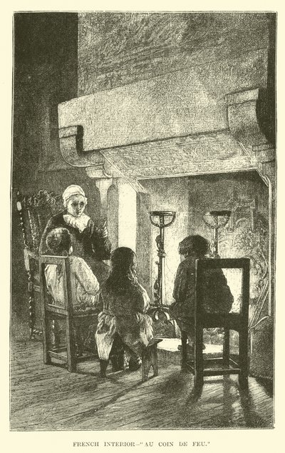 Interior francês, no canto do fogo de English School