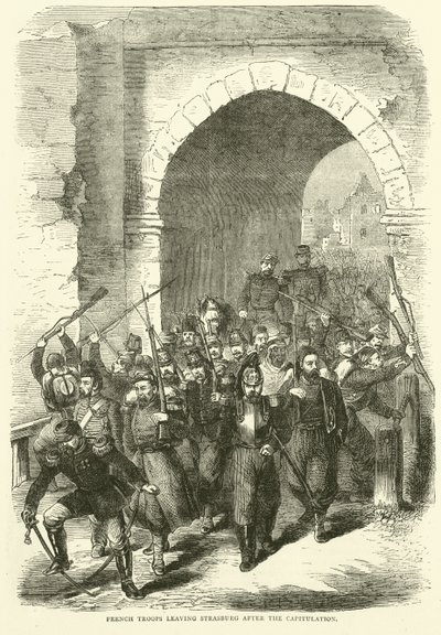 Tropas francesas deixando Estrasburgo após a capitulação, setembro de 1870 de English School