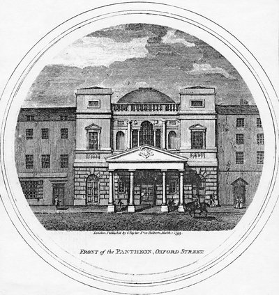 Frente do Panteão, Oxford Street, 1795 de English School