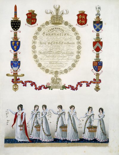 Frontispício, de "Cerimonial da Coroação de Sua Santíssima Majestade o Rei George IV", de John Whittaker, 1823 de English School