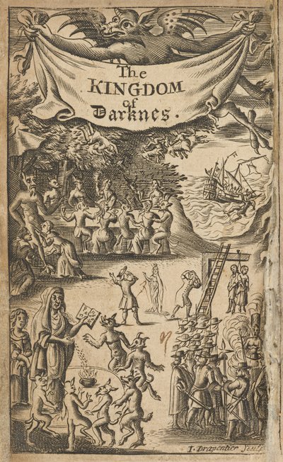 Frontispício de Nathaniel Crouch, O Reino das Trevas (Londres: Impresso para Natanael. Crouch de English School