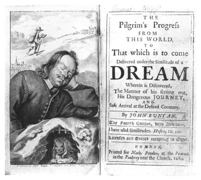 Frontispício do progresso dos peregrinos pelo bar de John Bunyan (1628-88). em 1680 de English School