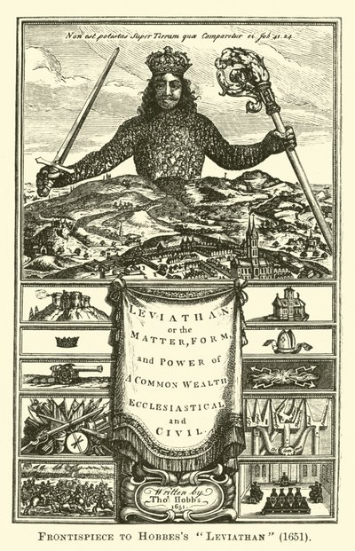 Frontispício de Hobbess Leviathan, 1651 de English School