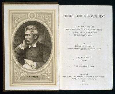 Frontispício para o Continente Negro, de Henry M. Stanley, publicado em 1878 de English School