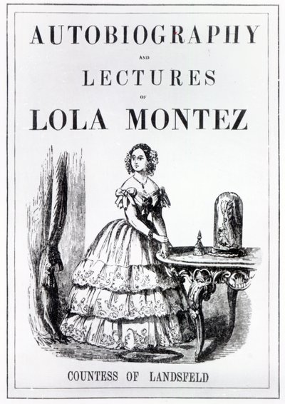 Frontispício da Autobiografia e Palestras de Lola Montez, Condessa de Landsfeld de English School