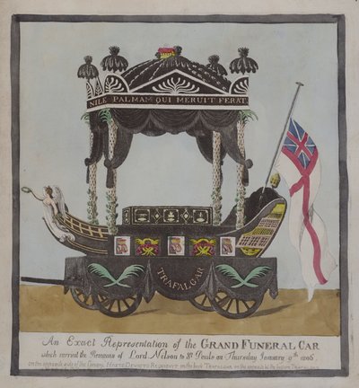 Carro funerário que levou os restos mortais do Almirante Lord Nelson à Catedral de St Paul, Londres de English School