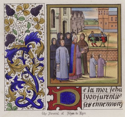 Funeral de Jehan De Lyon (gravura a cores) de English School