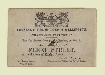 Funeral do Duque de Wellington, Inhabitants Pass Ticket de English School