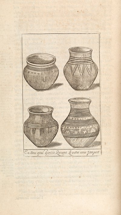 Urnas funerárias, ilustração de obras de Thomas Brown, Londres, 1686 de English School