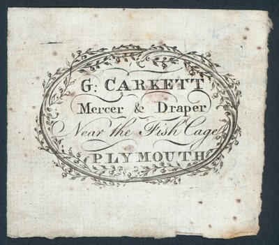 G Carkett, mercer e draper, cartão comercial de English School