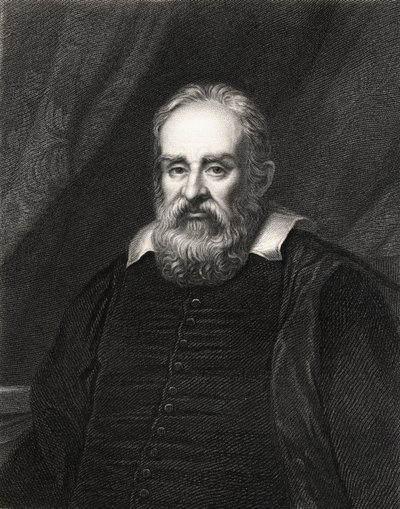 Galileo Galilei (1564-1642) da Galeria de Retratos, publicado em 1833 de English School