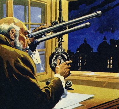 Galileo criou um telescópio e descobriu quatro satélites de Júpiter de English School