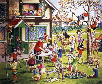 Cena de jardim com crianças (com objetos escondidos) de English School