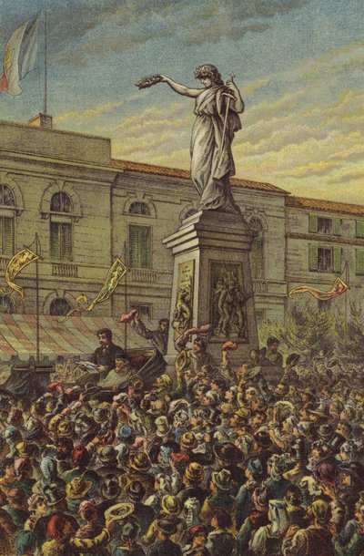 Garibaldi desvelando o Memorial Mentana em Milão de English School