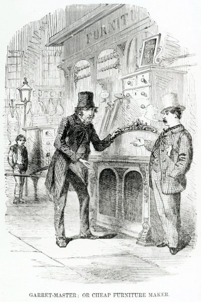 Garret-Master, ou fabricante de móveis baratos, c.1840 de English School
