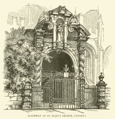 Porta de entrada da Igreja de Santa Maria, Oxford (gravura) de English School